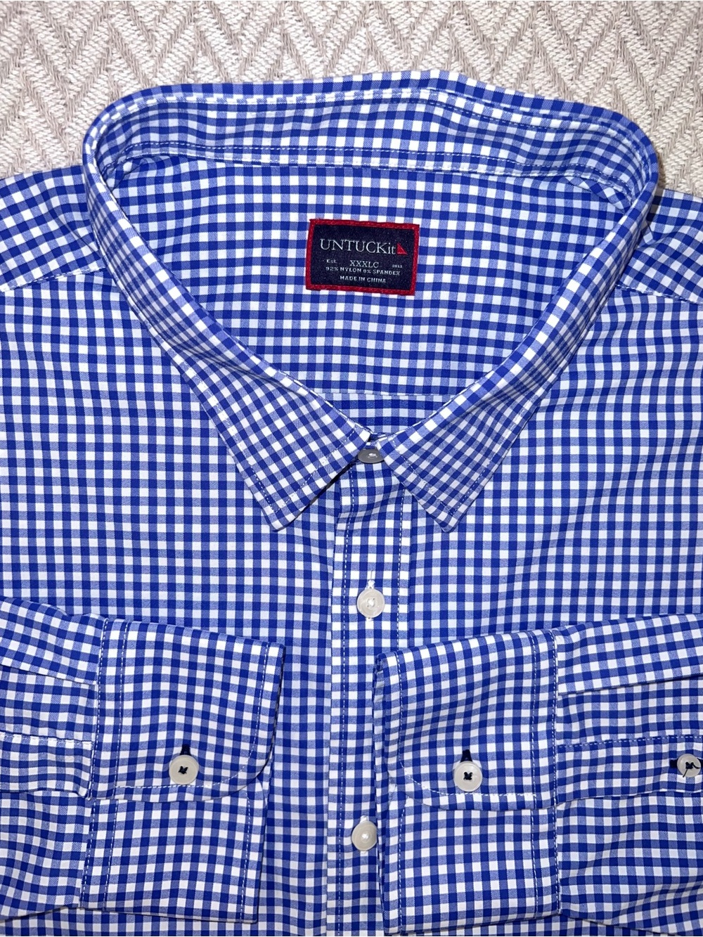 UNTUCKit Blue Gingham Short-Sleeve Button-Down Shirt
